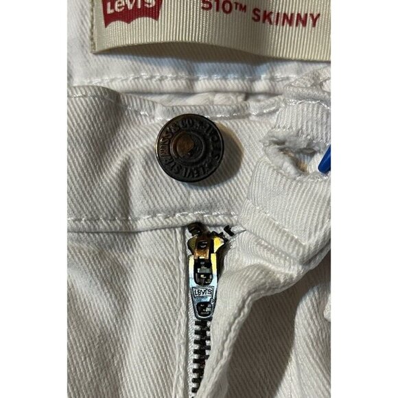 Levis 510 Boys Men’s Skinny Jeans 26x26 12R  Stretch White Denim Red Tab - Picture 10 of 12